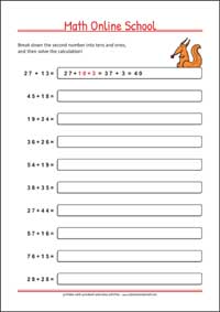 Adding numbers up to 100 - Free Printable 2nd Grade Math Worksheet for Kids