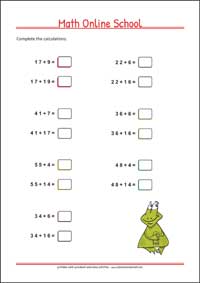 Adding numbers up to 100 - Free Printable 2nd Grade Math Worksheet for Kids