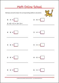 Multiplication - Free Printable 2nd Grade Math Worksheet for Kids