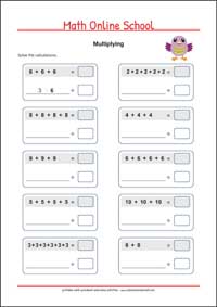 Multiplication - Free Printable 2nd Grade Math Worksheet for Kids