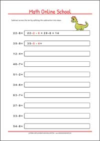 Subtracting numbers up to 100 - Free Printable 2nd Grade Math Worksheet for Kids