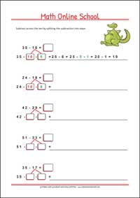 Subtracting numbers up to 100 - Free Printable 2nd Grade Math Worksheet for Kids