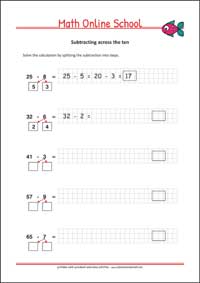 Subtracting numbers up to 100 - Free Printable 2nd Grade Math Worksheet for Kids