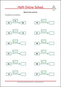 Subtracting numbers up to 100 - Free Printable 2nd Grade Math Worksheet for Kids