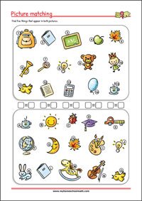 Find the objects - Printable Attention And Concentration Worksheet for kids