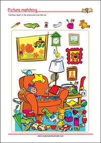 Hidden Objects - Printable Attention And Concentration Worksheet for kids