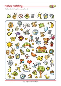Hidden Objects - Printable Attention And Concentration Worksheet for kids