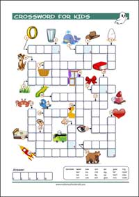 Free printable Picture Crossword Puzzles for Kids (PDF)