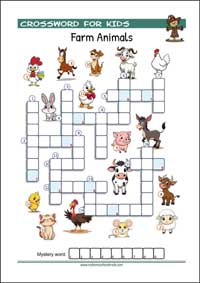Free printable Picture Crossword Puzzles for Kids (PDF)