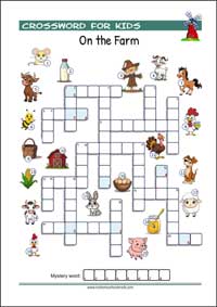 Free printable Picture Crossword Puzzles for Kids (PDF)