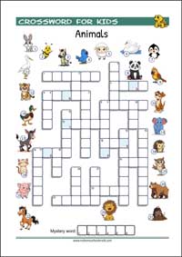 Free printable Picture Crossword Puzzles for Kids (PDF)