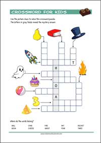 Free printable Crossword Puzzle with pictures for kids