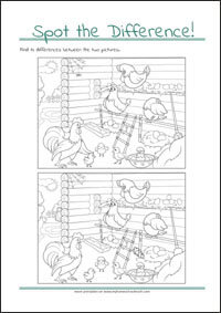 Find 10 differences Spot the Difference -  free printables for kids