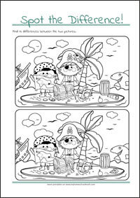 Spot the Difference - Find 10 differences - free printables for kids