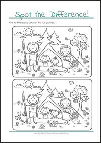 Spot the Difference - Find 10 differences - free printables for kids
