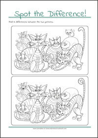 Spot the Difference - Find 10 differences - free printables for kids