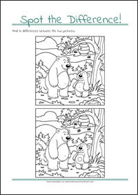 Spot the Difference - Find 10 differences - free printables for kids