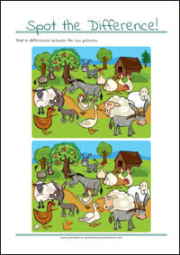 Spot the Difference - Find 10 differences - free printables for kids