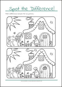 Spot the Difference - Find 10 differences - free printables for kids