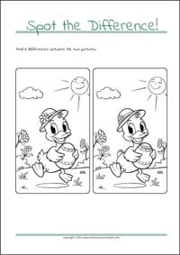 Find The Differences - PDF Printable Worksheet For Children