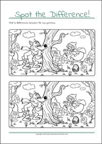Find The Differences - PDF Printable Worksheet For Children