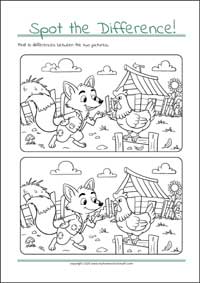 Find The Differences - PDF Printable Worksheet For Children