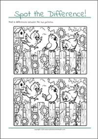 Find The Differences - PDF Printable Worksheet For Children