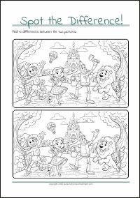 Find The Differences - PDF Printable Worksheet For Children