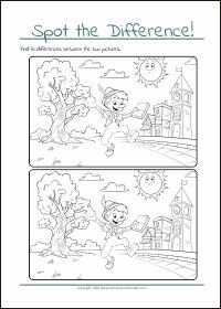 Find The Differences - PDF Printable Worksheet For Children