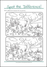 Spot the Difference - Find 10 differences - free printables for kids
