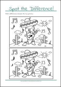 Spot the Difference - Find 10 differences - free printables for kids
