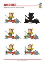 Silhouette pictures Shadow Riddle for kids - training for visual perception and concentration