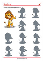 Silhouette pictures Shadow Riddle for children
