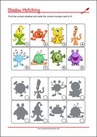 Find the right shadow - Concentration Worksheet