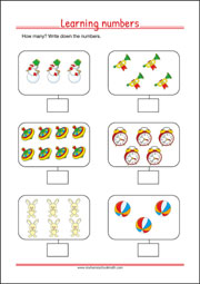 Learning Numbers Worksheet for Preschool and Kindergarten