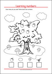 Learning Numbers Worksheet for Preschool and Kindergarten