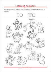 Learning Numbers Worksheet for Preschool and Kindergarten