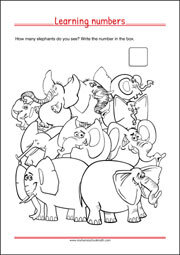 Learning Numbers Worksheet for Preschool and Kindergarten