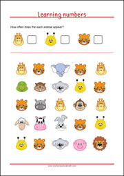 Learning Numbers Worksheet for Preschool and Kindergarten