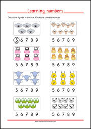 Learning Numbers Worksheet for Preschool and Kindergarten