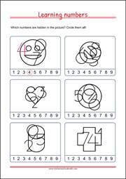Learning Numbers Worksheet for Preschool and Kindergarten
