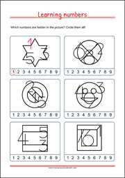 Learning Numbers Worksheet for Preschool and Kindergarten