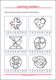 Learning Numbers Worksheet for Preschool and Kindergarten