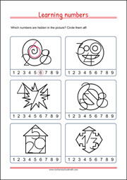 Learning Numbers Worksheet for Preschool and Kindergarten