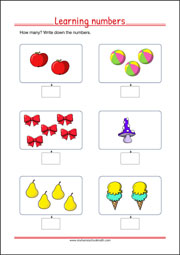 Learning Numbers Worksheet for Preschool and Kindergarten