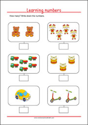 Learning Numbers Worksheet for Preschool and Kindergarten