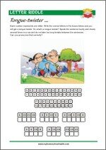 Letter Riddle - Tongue-twister - Printable Worksheet for kids