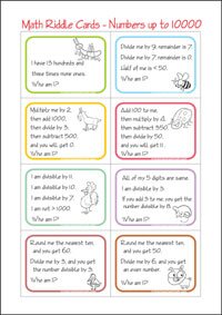Math Riddle Cards - Mystery number game