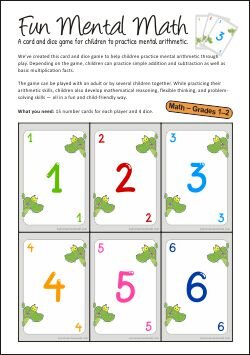 Fun Mental Math Card & Dice Game Free Fun Mental Math Card & Dice Game for Grades 1 and 2 - Download, Print & Play