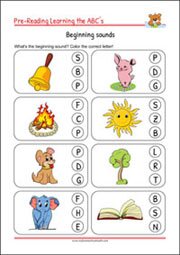 Pre-Reading Printables Initial Sounds CVC Words for kindergarten and 1st grade Kids